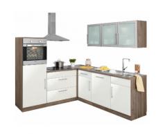 wiho Küchen Winkelküche Aachen mit E-Geräten Stellbreite 210 x 220 cm, weiß, weiß Glanz