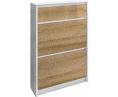 HMW Schuhkipper mit 2 Klappen und 1 Schubkasten, weiß, weiß Hochglanz/Balkeneichefb.