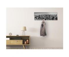 Artland Garderobenpaneel Luftbild von Manhattan New York City USA, platzsparende Wandgarderobe aus Holz mit 4 Haken, geeignet für kleinen, schmalen Flur, Flurgarderobe schwarz Garderobenpaneele Garderoben