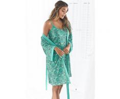 s.Oliver Kimono, mit Ornamentdruck zum Binden grün Damen Kimono Nachtwäsche Wäsche