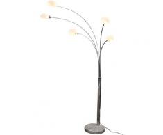 SalesFever Stehlampe Noa, E14, 1 St., 5 bewegliche Arme mit Glasschirm, Dimmschalter, echter Marmorfuß silberfarben Bogenlampen Stehleuchten Lampen Leuchten