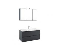 Badmöbel-Set HELD MÖBEL "Cardiff" Kastenmöbel-Sets grau Bad-Sparsets griffloses Design, Breite 100 cm