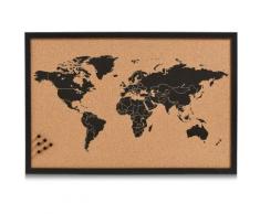 Zeller Present Pinnwand World, Memoboard, aus Kork, Motiv Weltkarte schwarz Büroaccessoires Wohnaccessoires