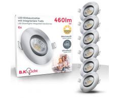 B.K.Licht LED Einbauleuchte, LED-Board, 6 St., Warmweiß, 6er Set schwenkbare Einbauleuchten, ultra flach (30mm) silberfarben Einbauleuchte LED-Lampen LED-Leuchten Lampen Leuchten sofort lieferbar