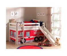 Vipack Hochbett Pino, mit Rolllattenroste und Vorhang-Set rot Kinder Hochbetten Kinderbetten Betten