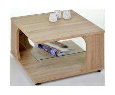 PRO Line Couchtisch, aus Holz, mit Rollen, Ablageboden Glas, quadratisch braun Couchtisch Couchtische eckig Tische