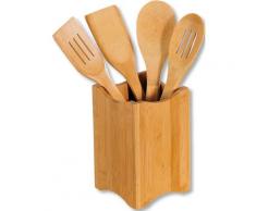 KESPER for kitchen & home Kochbesteck-Set, (Set, 5 tlg.), eckiger Behälter, Bambus beige Kochbesteck-Set Kochbesteck Besteck Messer Haushaltswaren