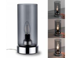 Paulmann Nachttischlampe Pinja Chrom/Rauchglas mit Touchschalter 1-flammig, E14, 1 St. silberfarben Tischleuchten SOFORT LIEFERBARE Lampen Leuchten