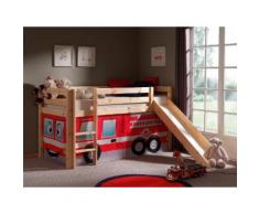 Vipack Hochbett Pino, mit Rolllattenrost und Vorhang-Set rot Kinder Hochbetten Kinderbetten Betten
