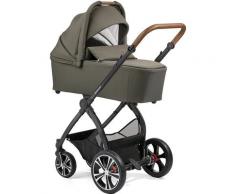 Gesslein Kombi-Kinderwagen FX4 Life, schwarz/tabak mit Wanne CX3, olivgrün/Herz beige, Made in Germany; Kinderwagen schwarz Baby Ab Geburt Altersempfehlung