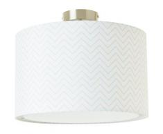 Lüttenhütt Deckenleuchte Tacken, E27, Deckenlampe mit Zackenmuster - Stoffschirm Ø 40 cm, beige / weiß, Höhe 32 cm weiß Kinder Kinderzimmerleuchten Lampen Leuchten