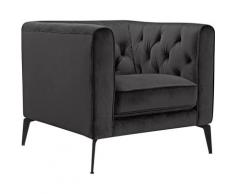 Leonique Chesterfield-Sessel Narmada, mit dekorativer Knopfheftung im Rückenteil und an den hohen Armlehnen, schlanken Metallbeinen, Chesterfield-Design grau Sessel LEONIQUE Möbel