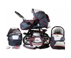 bergsteiger Kombi-Kinderwagen Milano, grey & red stripes, 3in1, (10-tlg.) grau Kinder Kombikinderwagen Kinderwagen Buggies
