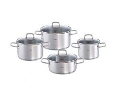 Fissler Topf-Set viseo Topf-Set, Edelstahl 18/10, (Set, 8 tlg.), Induktionsgeeignet, Edelstahl-Töpfe mit Glasdeckel, backofen-geeignet,Mess-Skala, Made in Germany silberfarben Topfsets Töpfe Haushaltswaren