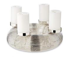 EDZARD Adventskranz Verona, (Ø 30 cm) Kerzenhalter für Stumpenkerzen, Weihnachtsdeko 4 Kerzen á Ø 6 cm, Kerzenkranz als Tischdeko mit Silber-Optik, vernickelt silberfarben Kunstkränze Kunstpflanzen Wohnaccessoires