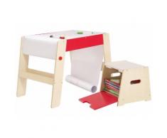 roba Malvorlage Maltisch-Hockerkombination, natur/rot, (Set, 2 St.) bunt Kinder Ab 18 Monaten Altersempfehlung