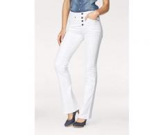 Arizona Bootcut-Jeans mit sichtbarer Knopfleiste, High Waist weiß Damen High-Waist-Jeans Jeans