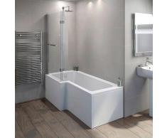 HOME DELUXE Eckwanne Elara, Duschabtrennung mit Hebe- und Senkfunktion weiß Badewannen Whirlpools Bad Sanitär