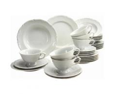 CreaTable Kombiservice Porzellan 30 Teile Maria Theresia, weiß, Neutral, weiß