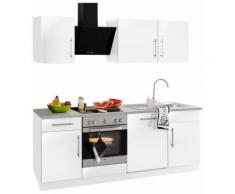 wiho Küchen Küchenzeile Cali, mit E-Geräten, Breite 220 cm Metallgriffen EEK D weiß Küchenzeilen Geräten -blöcke Küchenmöbel Arbeitsmöbel-Sets