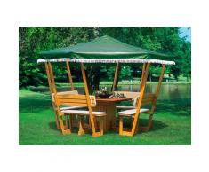promadino Holzpavillon Rosenheim, BxT: 304x304 cm, inkl. Sitzgruppe braun Pavillons Garten Balkon Mikrowelle