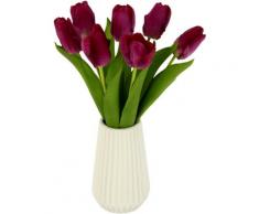 I.GE.A. Kunstblume Real-Touch-Tulpen, Vase aus Keramik rosa Garten Balkon Kunstpflanzen