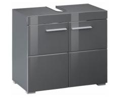trendteam Waschbeckenunterschrank Amanda mit 2 Türen, grau, grau matt/grau Hochglanz