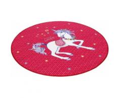Kinderteppich LI-103 Prinzessin Lillifee rund Höhe 2 mm, rosa, Neutral, rosa