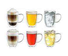 Creano Thermoglas, (Set, 6 tlg., 6er Set), mit Henkel, 250 ml, 6-teilig farblos Doppelwandige Gläser Glaswaren Haushaltswaren Thermoglas