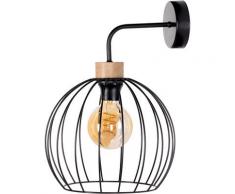 BRITOP LIGHTING Wandleuchte Coop, E27, 1 St., Dekorative Leuchte aus Metall mit Elementen Eichenholz FSC-Zertifikat, passende LM E27 / exklusive, Made in Europe schwarz Wandleuchten Lampen Leuchten sofort lieferbar