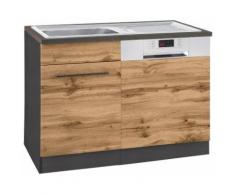 HELD MÖBEL Spülenschrank Tulsa, 110 cm breit, inkl. Tür/Sockel für Einbaugeschirrspüler, schwarzer Metallgriff, hochwertige MDF Front, Einbauspüle aus Edelstahl beige Spülenschränke Küchenschränke Küchenmöbel