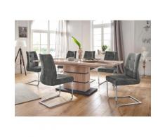 Homexperts Essgruppe Bonnie Breite 160 cm mit 4 Stühlen, beige, wildeichefarben/anthrazit