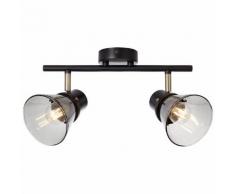 Brilliant Leuchten Ronald Spotrohr 2flg schwarz/antik messing/Rauchglas schwarz Deckenleuchten SOFORT LIEFERBARE Lampen