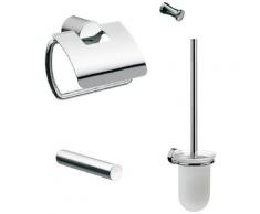 Emco Badaccessoires-Sets Rondo2, (Set, 4 tlg.), bestehend aus Toilettenpapierhalter, Toiletten-Ersatzrollenhalter, Haken und WC-Garnitur grau Badaccessoires-Set Bad-Accessoires Sets Badaccessoires Badmöbel