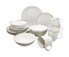 Guido Maria Kretschmer Home&Living Kombiservice "Golden Line" (16-teilig), weiß, Neutral, weiß-goldfarben