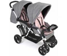 CHIC4BABY Geschwisterwagen Doppio, Melange Rosa grau Kinder Kinderwagen Buggies