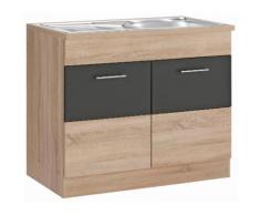 HELD MÖBEL Perth Spülenschrank Breite 100 cm, grau, anthrazit-eichefarben/eichefarben