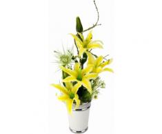 Kunstpflanze Arrangement Lilien in Topf, gelb, gelb