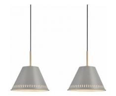 Nordlux Hängeleuchte PINE, E27, Retro Industrial Design, Messing Applikationen grau Deckenleuchten SOFORT LIEFERBARE Lampen Leuchten