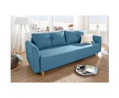 Home affaire Schlafsofa Scandic, inkl. 2 Zierkissen und Bettkasten, Knopfheftung in Rückenkissen blau Sofas Couches Möbel sofort lieferbar