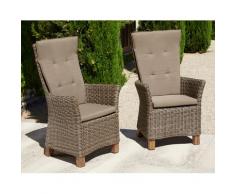 MERXX Gartenstuhl Toskana, (Set), 2 St., 2er Set, Polyrattan/Akazienholz, inkl. Auflage beige Gartenstühle Gartenmöbel Gartendeko