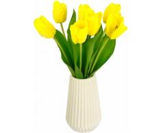 I.GE.A. Kunstblume Real-Touch-Tulpen, (1 St.), Vase aus Keramik gelb Künstliche Zimmerpflanzen Kunstpflanzen Wohnaccessoires