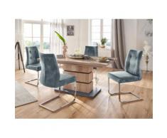 Homexperts Essgruppe Bonnie Breite 160 cm mit 4 Stühlen, wildeichefarben/blau