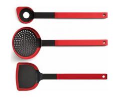 WOLL Kochbesteck-Set "cook it" (3-tlg), rot, schwarz-rot
