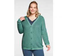 Sheego Strickjacke, in Melange-Optik, mit Knopfleiste grün Damen Strickjacke Pullover Strickjacken Mode