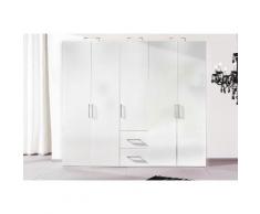 Express Solutions Kleiderschrank, beige, struktureichefarben hell/Hochglanz weiß