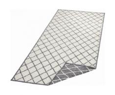 NORTHRUGS Läufer Malaga, rechteckig, 5 mm Höhe, In-und Outdoor geeignet, Wohnzimmer, Balkon, Terrasse, Garten, Robust, Pflegeleicht, Flachgewebe, Wendeteppich grau Teppichläufer Bettumrandungen Teppiche