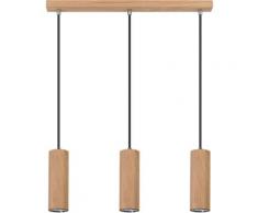 SPOT Light Pendelleuchte PIPE, GU10, Warmweiß, Hängeleuchte, Naturprodukt aus Eichenholz, FSC-zertifiziert, GU10-LED-Leuchtmittel Inklusive, LED wechselbar, mit Textilkabel, Made in EU braun Pendelleuchten und Hängeleuchten Deckenleuchten Lampen Leuchten