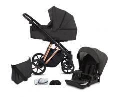 Knorrbaby Kombi-Kinderwagen Luzon Gold-Rosé Edition, Schiefer, 15 kg, Gestell faltbar; Made in Europe; Kinderwagen grau Kinder Kombikinderwagen Buggies
