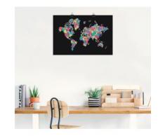 Artland Wandbild POP ART Weltkarte schwarz bunt Kunstdrucke Bilder Bilderrahmen Wohnaccessoires